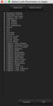Select Look Parameters to Apply